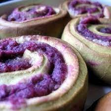 Green Tea Rolls With Purple Sweet Potato Filling Recipe Recipe Sweet Potato Cinnamon Filling Recipes Purple Sweet Potatoes