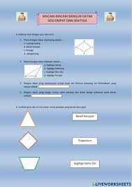 Jika sisi sisi dan sudut sudut pada suatu segi banyak mempunyai ukuran sama maka segi banyak itu disebut segi banyak beraturan. Bangun Datar Segi Empat Dan Segitiga Worksheet
