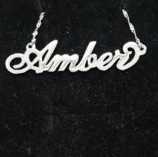 Amber Personalized Name Necklace In Pure Sterling Silver Add This Handmade Name Jewelry To Your Jewelry Collection Name Jewelry Personalized Jewelry Jewelry