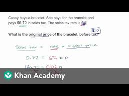 Percent Word Problems Tax And Discount Video Khan Academy