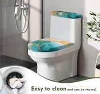 Toilet Lid Cover Elongated Gray Marble Toilet Seat Cover - Machine Washable  Elastic Dust Cover For Elongated Toilets Marble Pattern Bathroom Decor