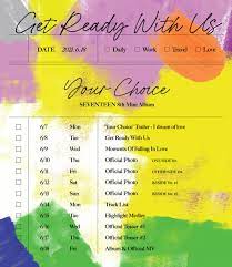 Seventeen just dropped their latest album, your choice, with the title song ready to love. ì„¸ë¸í‹´ Seventeen On Twitter Seventeen 8th Mini Album Your Choice Get Ready With Us Seventeen ì„¸ë¸í‹´ Your Choice 210618 6pm Kst