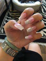 Can be customized in any color, shape and size!!! White And Pink Ombre Glitter Coffin Nails Ombre Nails Glitter Pink Ombre Nails Pink White Nails