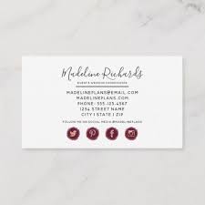 Burgundy Pink Floral With Social Media Icons Business Card Zazzle Com Social Media Icons Pink Floral Printing Double Sided