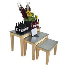 Nesting Table Set For Floral Merchandising Displays Waterproof Tops Set Of 3 Nesting Tables Nesting Table Display Retail Display