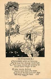 Black And White Poem Book Antique Storybook Illustration Print W Verse September Children Outside In Wind Black And White Illustration Print Story Books Illustrations Kids Poems