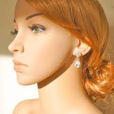 Wedding Earrings, Rose Gold Bridal Earrings, Art Deco Dangle Earrings,  Zirconia Teardrop Earrings, Vintage Style Bridal Jewelry, BRONWEN