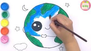 Austin is learning how to draw earth. How To Draw The Green Earth Protect Environment Drawing And Coloring For Kids Candy Kids Art