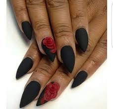 Such as 90 long acrylic nails design ideas for june . Dark Red And Black Matte Nails Black Acrylic Nails Red Matte Nails Rose Nails