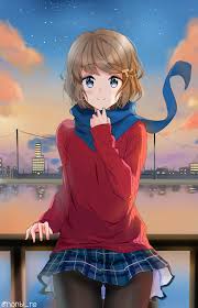 Wallpaper Seishun Buta Yarou Wa Bunny Girl Senpai No Yume O Minai Anime Girls 2d Looking At Viewer Short Hair Thighs Small Boobs Pantyhose Blushing Jk Brunette Blue Eyes Smiling Koga Seishun buta yarou (青春ブタ野郎シリーズ, transl. seishun buta yarou wa bunny girl senpai