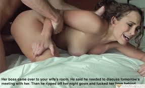 He pounds hot wife from behind. Boss Hotwife Caption 4930 My Dirty Whore Wife Is Fucking My Boss Behind My Back