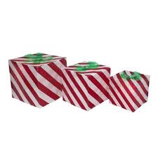 Sometimes i think i am kind of crazy. Northlight Set Of 3 Red And White Striped Gift Box Outdoor Christmas Decor Target