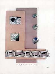 Paul Brandt Jewels 1929 Art Deco Style Bracelet Rings Brooch Documentation Published In A Vintage Perio Art Deco Fashion Art Jewelry Design Jewelry Drawing