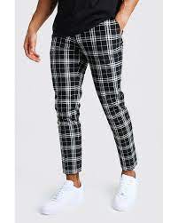 Pantalon Chic Court A Motif Tartan Monochrome Boohooman Pour Homme En Coloris Noir Lyst