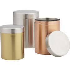 Cohagen 4 kitchen canister set. 3 Piece Mixed Metal Canister Set Metal Canisters Canister Sets Kitchen Canisters