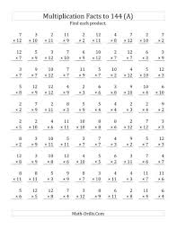 Multiplication Facts To 144 No 0 S Or 1 S Math Fact Worksheets Printable Multiplication Worksheets Free Printable Math Worksheets
