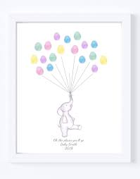 Baby Shower Guest Book Keepsake Art Elephant Holding Etsy Baby Shower Guest Book Elephant Baby Showers Baby Shower Activities