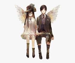 What are some good angel silhouettes for christmas? Anime Couple Wings Angels Female Male Sitting Anime Male Angel Png Transparent Png Transparent Png Image Pngitem