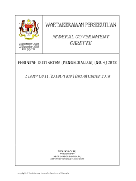 Kerajaan bersetuju untuk memberi pengecualian duti setem bagi surat cara pembelian rumah dan surat cara perjanjian pinjaman untuk rumah yang dijual sepanjang tempoh kempen pemilikan rumah (hoc) diadakan dari januari hingga jun ini. Warta Kerajaan Persekutuan Federal Government Gazette Home Ministry Bans Yellow Clothing Bersih 4 Words The Edge