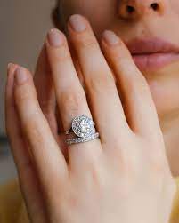 Erstwhile On Instagram Howtowear A Halo Engagement Ring With A Wedding Band Embrace The Gap This Go Erstwhile Engagement Rings Engagement Halo Engagement