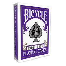 Cyclist biking up mountain road bike thank you card. Violet Purple Backed Genuine Bicycle Playing Cards Deck 3 Gaff Cards Ebay