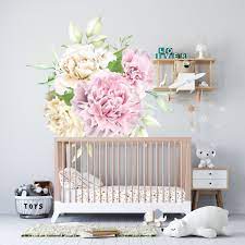Flowers Wall Decal Floral Wall Decor For Nursery Room Etsy In 2021 Baby Room Wall Decor Baby Room Wall Kids Room Wallpaper
