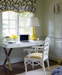 Infinitely flexible in configuration, customisable to your workflow. White And Yellow Office With Gray Walls Transitional Den Library Office