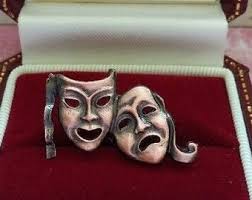 Beau Sterling Theatre Masks Brooch Comedy Tragedy
