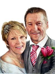 Live watercolor guest portraits for wedding in Easley, SC