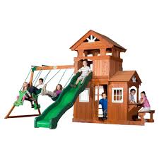 Backyard Discovery Shenandoah All Cedar Swing Set 65413com The Home Depot Cedar Swing Sets Swing Set Cat Playground Outdoor