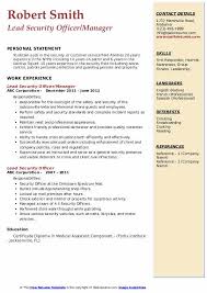 Security is one of the biggest concerns of today. Lead Security Officer Resume Samples Qwikresume