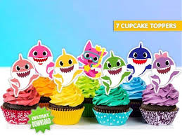2nd Birthday Baby Shark Cake Topper Baby Shark Cupcake Toppers Baby Shark Cake Baby Shark Printables Baby Shark Party Favor Shark Theme Birthday Shark Party Favors Shark Themed Birthday Party