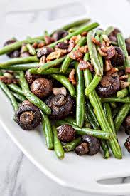 Garlic Bacon Sauteed Green Beans With Roasted Mushro Thanksgiving Side Dishes Healthy Thanksgiving Recipes Side Dishes Thanksgiving Recipes Side Dishes Veggies