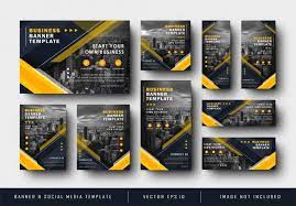 Banner Azul Marino Azul Amarillo De Rede Premium Vector Freepik Vector Banner Flyer Negocios Venta Social Media Banner Social Media Ads Design Flyer