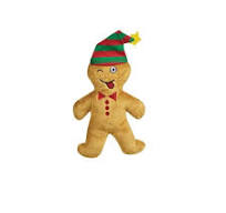 Holiday Clove Scented Emoji Expression Plush Gingerbread Man Toy for Dogs  (Heart)