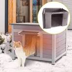 Ciokea Outdoor Cat House Weatherproof, Feral Cat House With Insulated  All-Round Foam Wooden Cat Condos For Winter Outside, PVC Door Flaps(Black