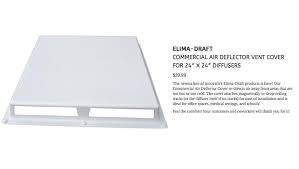 Elima Draftcommercial Air Deflector Vent Cover For 24 X 24 Diffusers Elima Draft Vent Covers Diffuser Cover