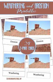 Weather, erosion, abrasion, absorption, acid rain, aquifer, beach, bedrock, carbonation, caves, chemical weathering, mechanical weathering, physical weathering, condensation, continental divide, continental glacier, creeks, glacier, lakes, rivers, waves, wind, streams, gravel, decompose. Weathering Erosion Unit Learn All About How Weathering Works Printable Cards The Natural Homeschool