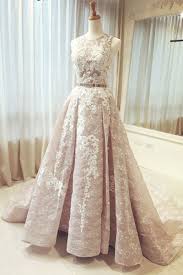 Wedding dresses long sleeve look astonishing with sweetheart necks. Champagne Round Neck Lace Long Prom Dress Wedding Dress Dresstby