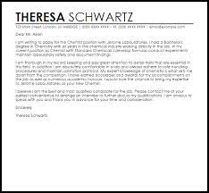 Sample cover letter for chemistry journal. Chemist Cover Letter Sample Cover Letter Templates Examples