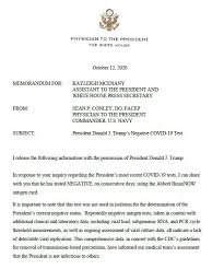 The White House Physician Says Trump Has Tested Negative But Experts Warn About Trusting The Results The New York Times