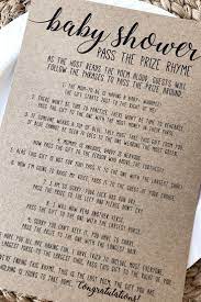 Pass The Prize Baby Shower Poem Baby Shower Pass The Parcel Etsy In 2020 Baby Shower Poems Baby Shower Games Baby Shower Balloons