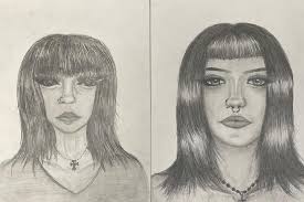 What a difference a year in art makes! Here are some of our beginning/end  of year self portraits for Art 1. #selfportrait #teenartist #teenart  #artclass #drawing #art1