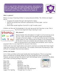 Children need to be able to look at a letter and say the sound it makes. Information About Phonics