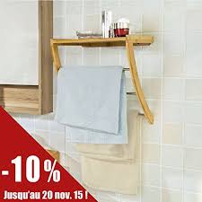 Sobuy Frg47 N Porte Serviettes Mural En Bambou Et Inox Avec 1 Tablette Et 3 Barres Salle De Bain T Towel Rack Bamboo Bathroom Decor Bathroom Shelves For Towels
