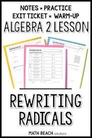 Rewriting Radicals Lesson Algebra Lesson Plans Simplifying Expressions Simplifying Algebraic Expressions