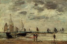 Berck Jetty And Sailing Boats At Low Tide 1885 1890 Eugene Louis Boudin Oil Painting Painting Eugene Boudin Impressionism Painting