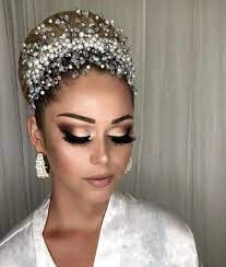 Pearl Bridal Headband Beaded Headpiece High Bun Headband Princess Bride Pearl Bridal Headband Bridal Hair Pieces Hair Accessories Pearl