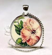 Pink Hibiscus Necklace Tropical Flower Jewelry Hawaii Hawaiian Etsy Art Pendant Hibiscus Flower Jewellery