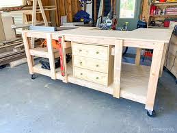 There are even workbench plans for specialty tables for routers, miter saws and portable workbenches. Diy Mobile Workbench With Table Saw Miter Saw